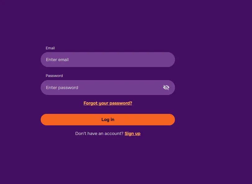 Luckyhills account login screen on desktop